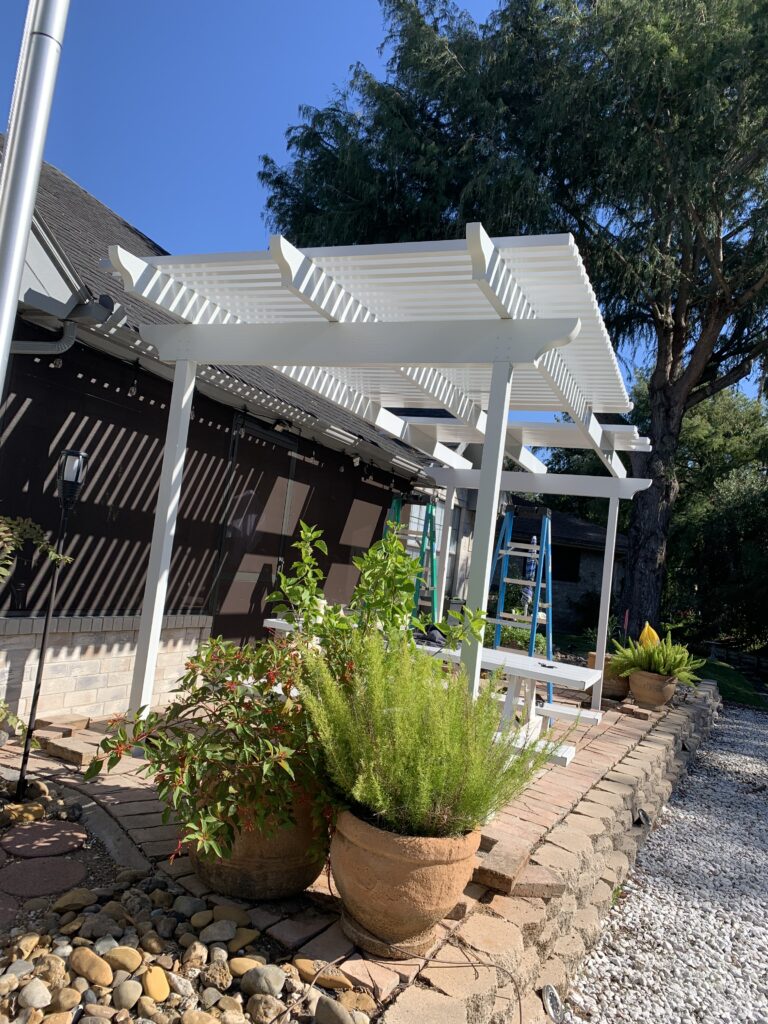 Custom wood pergola in a Houston, TX backyard